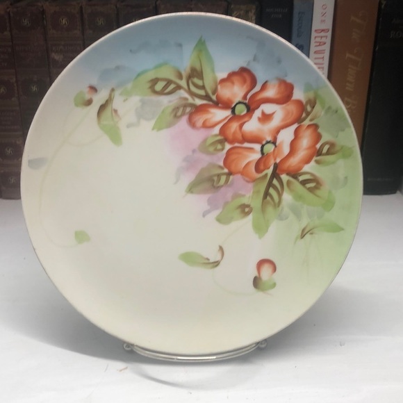 0472 Nippon Hand Painted Vintage Floral Porcelain 9” Plate - Picture 1 of 5